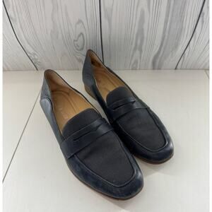 Clark’s Pure Iris Womens Blue Leather Comfort Loafers Slip On Size 9 M